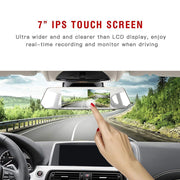 Dual Mirror Dash Camera - 7" Touch Screen 1080P Front and Rear