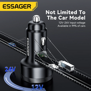 Essager 105W Digital Display Fast Car Charger For iPhone 15 14 pro MacBook USB A C Quick Charger For Huawei Xiaomi Samsung OPPO